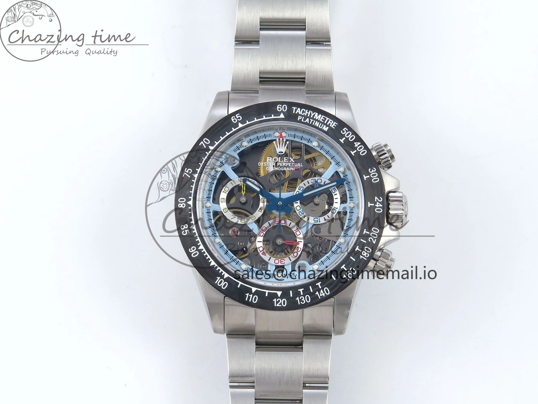 AAA Replica Watches Daytona Edition Bracelet Dial SS Carbon Best on Durable SS Skeleton Bezel DD 369 Artisans GETF 1229